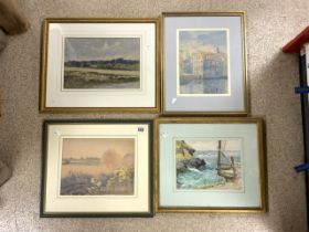 FOUR WATERCOLOURS SOME SIGNED (J LONGFIELD 1893) LARGEST 53 X 43CM