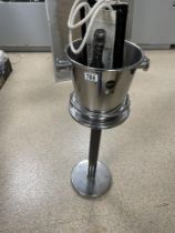 ALESSI CHAMPAGNE BUCKET WITH STAND IN CHROME 82CM WITH A BOTTLE OF VINTAGE 1980 MOET ET CHANDON