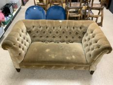 VINTAGE BROWN CHESTERFIELD DROP END SOFA 156CM