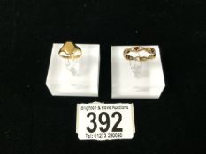 18 CARAT SIGNET RING F.5 SIZE WITH A YELLOW METAL RING WITH STONES
