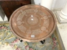 COPPER PLAQUE / TABLE ON METAL BASE 50CM DIAMETER