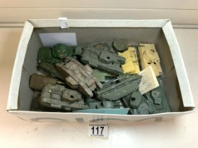MIXED PLASTIC TOY TANKS AND OTHER MILITARY TOYS