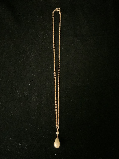 9CT GOLD ROPE NECKLACE WITH A PEARL PENDANT - Bild 3 aus 4