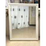 LARGE PAINTED WOODEN FRAMED BEVELLED WALL MIRROR 105 X 136CM