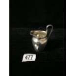VICTORIAN HALLMARKED SILVER CREAM JUG WITH REEDED LIP AND HANDLE DATED 1891 MAKERS MARK RUBBED 9.5CM