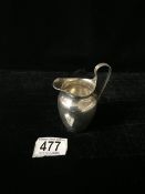 VICTORIAN HALLMARKED SILVER CREAM JUG WITH REEDED LIP AND HANDLE DATED 1891 MAKERS MARK RUBBED 9.5CM