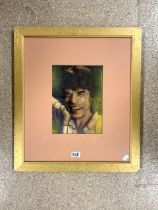 PIETRO PSAIER (1934-2004) MIXED MEDIA MICK JAGGER LOS ANGLES ART SHOW ON VERSO 60X53CM