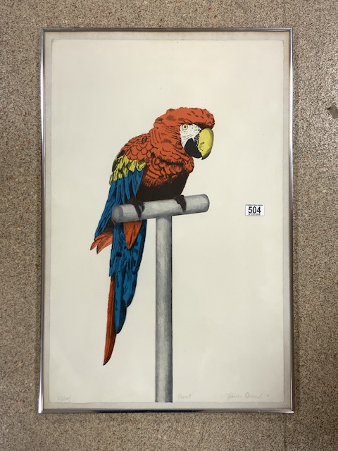 ARTIST PROOF OF A MACAW PARROT SIGNED IN PENCIL FRAMED AND GLAZED 80 X 53CM