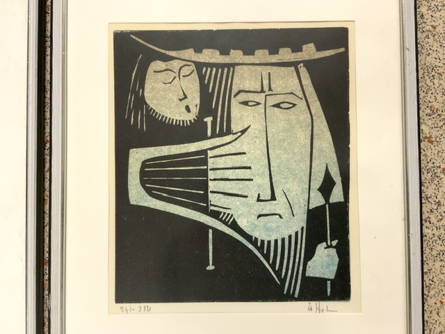 AKE HOLM 1970s WOOD CUT SIGNED PRINTS BOTH FRAMED AND GLAZED 36 X 26CM - Image 4 of 6