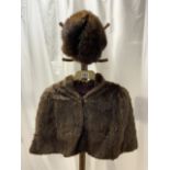 BROWN FUR CAPE AND HAT