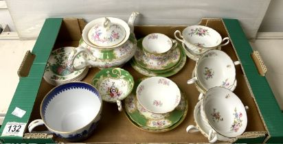 MINTON COCKATRICE PATTERN TEAPOT AND MORE WITH MINTON MARLOW PATTERN SOUP BOWLS AND SIX MINTON