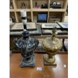 TWO TABLE LAMPS ONE METAL ONE RESIN LARGEST 47CM