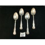 SET OF FOUR VICTORIAN HALLMARKED SILVER KINGS PATTERN DESSERT SPOONS DATED 1899 BY GEORGE HOWSON