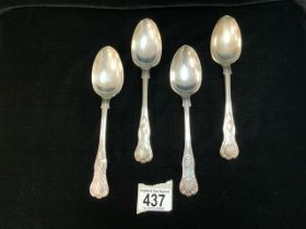 SET OF FOUR VICTORIAN HALLMARKED SILVER KINGS PATTERN DESSERT SPOONS DATED 1899 BY GEORGE HOWSON