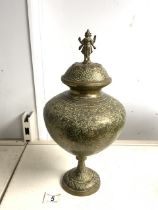 VINTAGE EASTERN BRASS LIDDED VASE, 42CM.