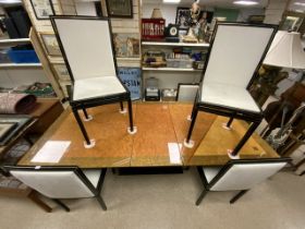 SET OF SIX PIERRE VANDEL DINING CHAIRS WITH BLACK METAL FRAME AND CREAM SUEDE (GOOD CONDITION)