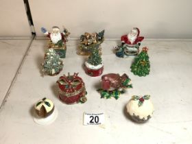 TEN CHRISTMAS THEMED TRINKET BOXES