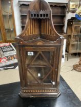 EDWARDIAN CORNER WALL CABINET WITH MARQUERTY INLAY 75CM