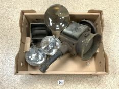 VINTAGE LUCAS HEADLIGHTS, CARRIAGE LAMP AND MORE