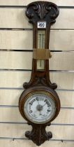 OAK FRAMED ART NOUVEAV BANJO ANEROID BAROMETER/THERMOMETER 75CM