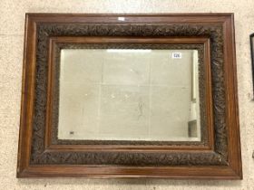 ORNATELY CARVED WOODEN FRAMED WALL MIRROR 90 X 70CM