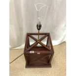 FRENCH WOODEN SQUARE BASED PROPELLING LAMP (BASE) 31 X 33CM