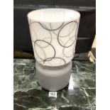 GREY CERAMIC TABLE LAMP WITH GLASS SHADE 38CM