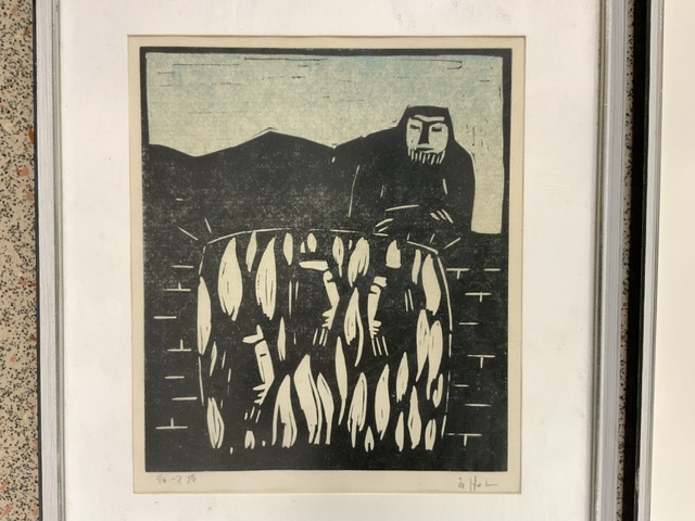 AKE HOLM 1970s WOOD CUT SIGNED PRINTS BOTH FRAMED AND GLAZED 36 X 26CM - Image 2 of 6