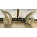 PAIR OF HEAVY ABSTRACT STONE FIGURES 80CM
