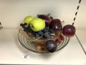 GLASS BOWLS FULL OF FAUX FRUIT