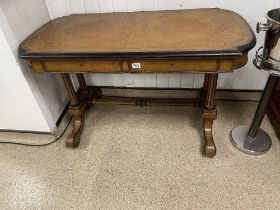 ANTIQUE BURR WALNUT AND EBONISED EDGING LIBRARY TABLE WITH TWO DRAWERS 120 X 63CM