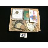 QUANTITY OF USED COINAGE, INCLUDES GUERNESEY 8 DOUBLES 1864 AND MORE WITH NAPOLEON III 1857 COIN AND
