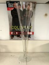 LARGE CLEAR GLASS VASE, 85CM.