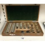 VINTAGE OPTICIAN’S LENSES SET BY F. DAVIDSON LONDON IN OAK BOX 50-80