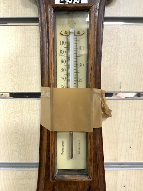 OAK FRAMED ART NOUVEAV BANJO ANEROID BAROMETER/THERMOMETER 75CM - Bild 2 aus 3