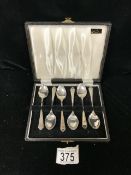 SET OF SIX HALLMARKED SILVER TEASPOONS DATED 1964 BY JAMES DIXON & SONS LTD (CASED) 72 GRAMS