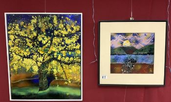 TWO ENAMEL PICTURES WORKS OF ART FROM SOUTH AMERICA MIRTHES BERNARDES AND LETICIA SANTOS SILVA