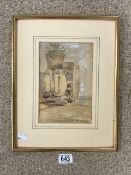 WILFRED WILLIAMS BALL (BRITISH, 1853-1917) SIGNED WATERCOLOUR STUDY- OF A BOY SEATED FRAMED 38 X