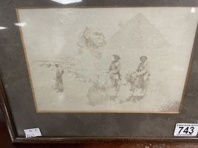 1916 PHOTOGRAPH FROM EGYPT WITH THE PYRAMIDS IN THE BACKGROUND FRAMED AND GLAZED 33 X 27CM