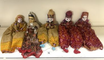 WOODEN FRAMED INDIAN PUPPETS