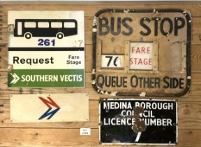 VINTAGE BUS SIGNS ENAMEL SOUTHERN VECTIS, NATIONAL EXPRESS AND MORE