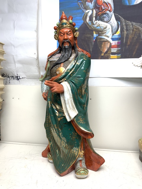 TWO CERAMIC PORCELAIN CHINESE AND JAPANESE FIGURES LARGEST A/F 72CM - Image 2 of 5