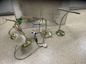 THREE BRASS DESK LAMPS