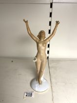 A CERAMIC BAVARIA ART DECO NUDE FIGURE A/F, 29CM.