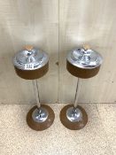 TWO MID-CENTURY CHROME AND WOODEN FLOOR STANDING ASHTRAY'S