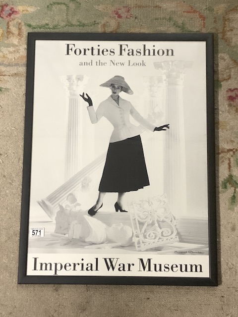POSTER - FORTIES FASHION IMPERIAL WAR MUSEUM PHOTOGRAPH BY SNOWDEN INFO ON VERSO 72 X 55CM FRAMED