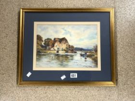 STUART REIM SIGNED WATERCOLOUR LAKE SCENE FRAMED AND GLAZED 56 X 46CM