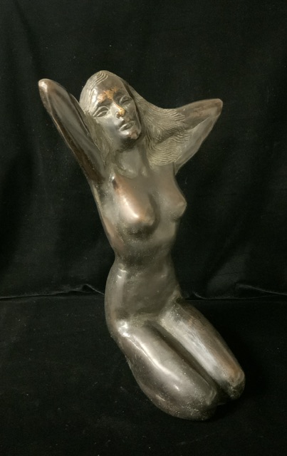 BRONZE NUDE FEMALE KNEELING 28CM