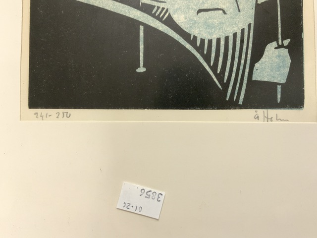 AKE HOLM 1970s WOOD CUT SIGNED PRINTS BOTH FRAMED AND GLAZED 36 X 26CM - Image 5 of 6