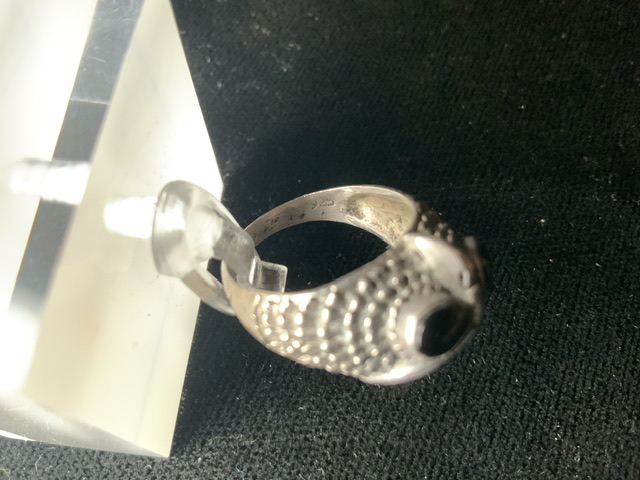 VINTAGE 925 SILVER RING DECORATED AS AN OWL SIZE O - Bild 5 aus 5